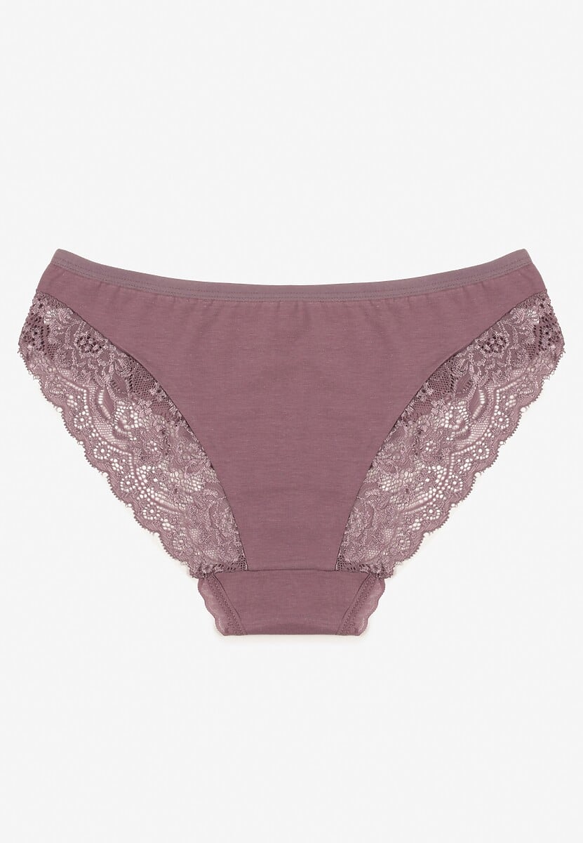 Fioletowe Majtki Figi z Koronkowymi Wstawkami Amiora 2