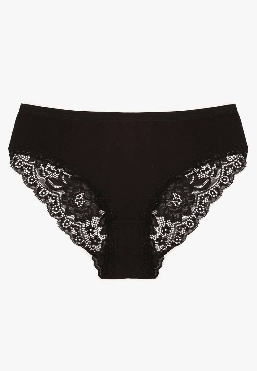 Czarne Majtki Figi z Koronkowymi Wstawkami Amiora 1