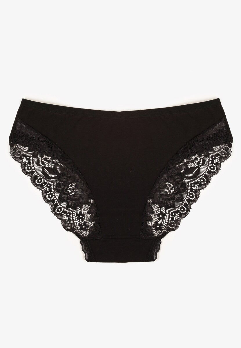 Czarne Majtki Figi z Koronkowymi Wstawkami Amiora 2