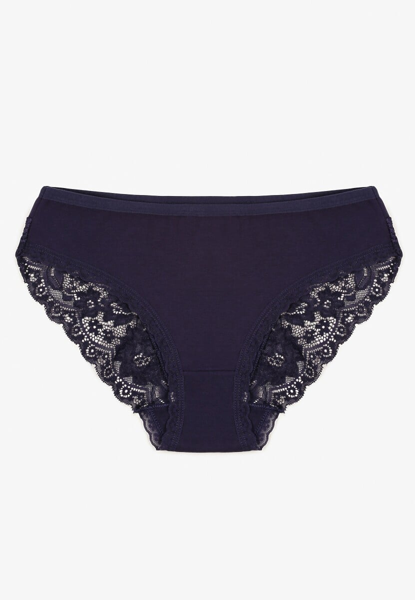 Granatowe Majtki Figi z Koronkowymi Wstawkami Amiora 1