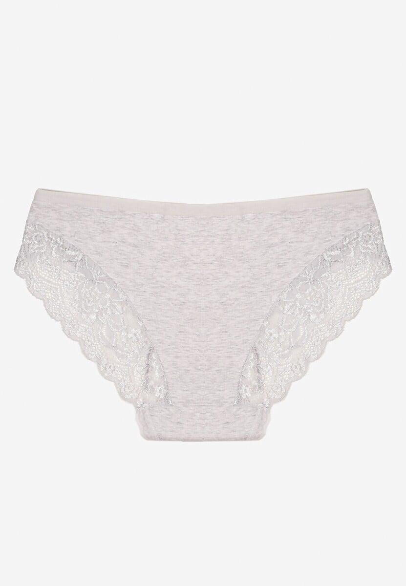 Jasnoszare Majtki Figi z Koronkowymi Wstawkami Amiora 2