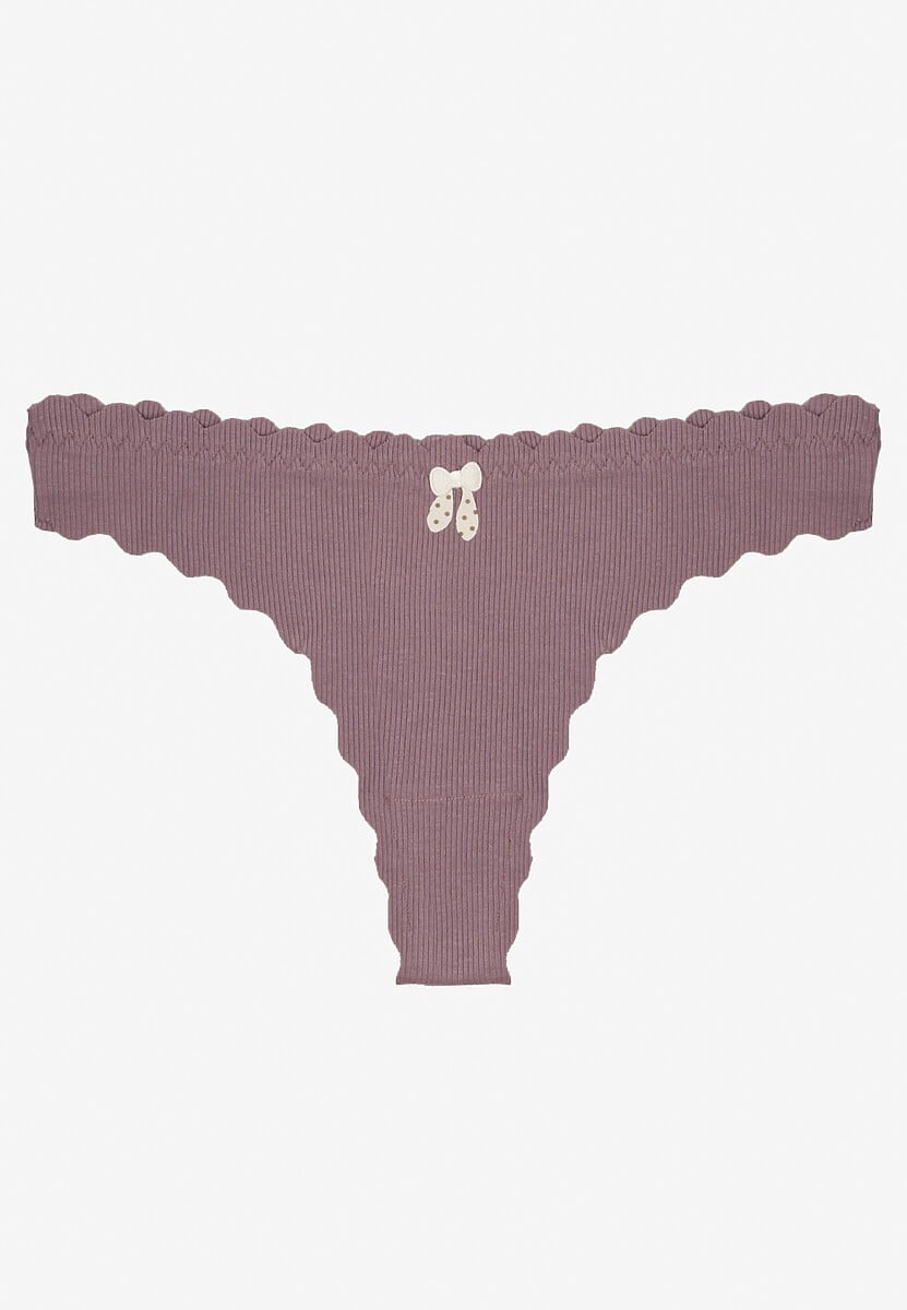 Fioletowe Prążkowane Majtki Stringi z Bawełny Ilweda 1