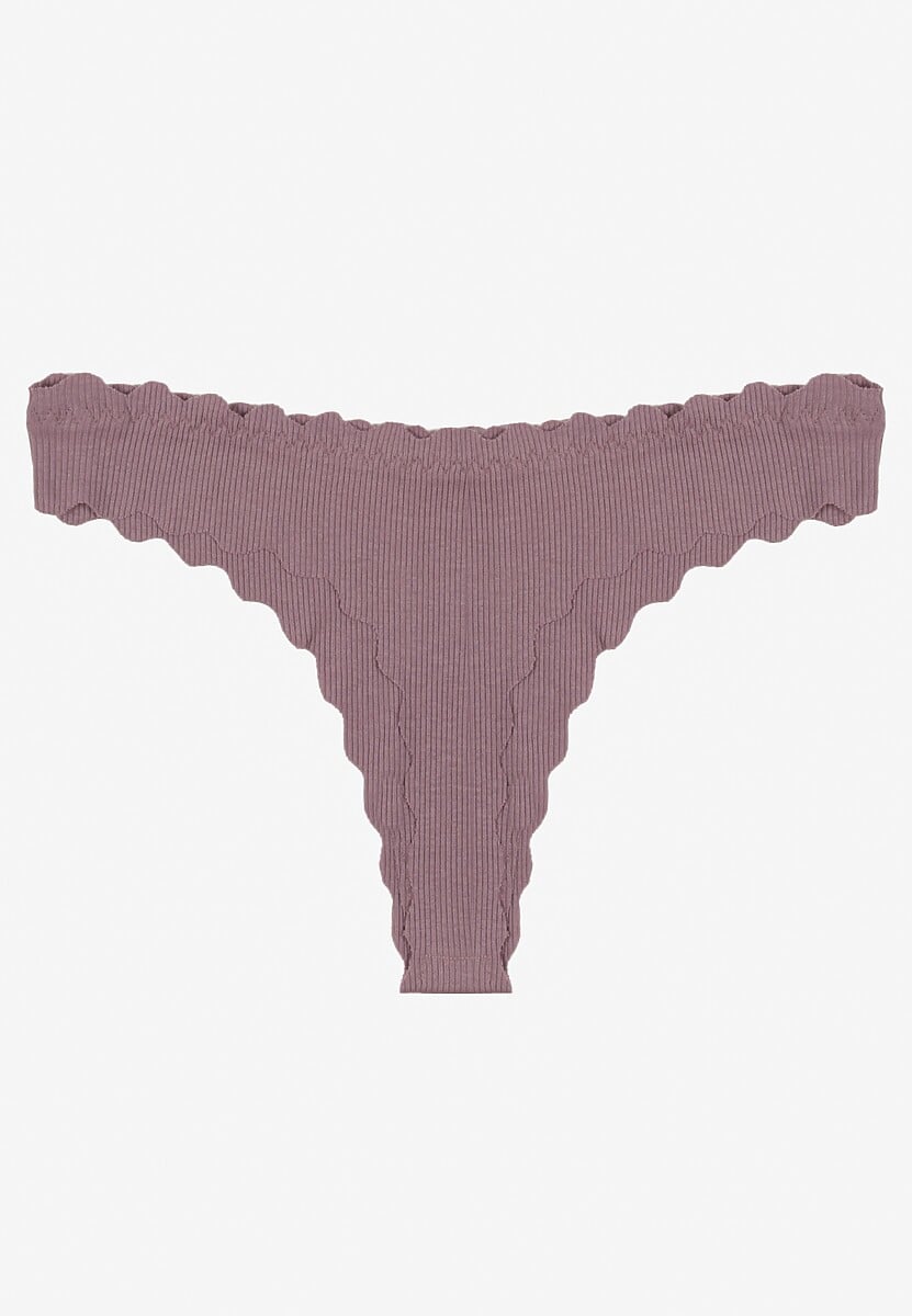 Fioletowe Prążkowane Majtki Stringi z Bawełny Ilweda 2