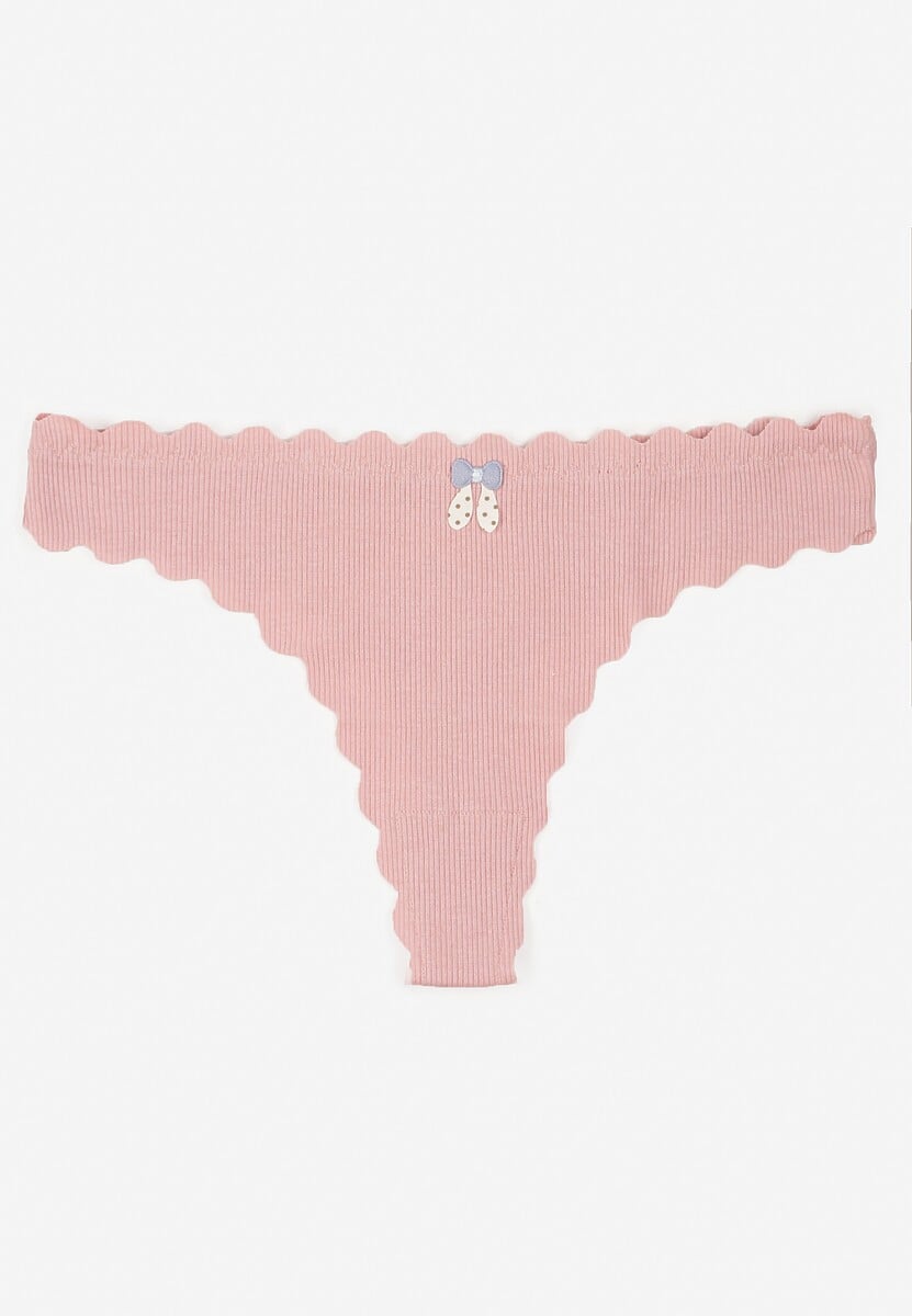 Ciemnoróżowe Prążkowane Majtki Stringi z Bawełny Ilweda 1