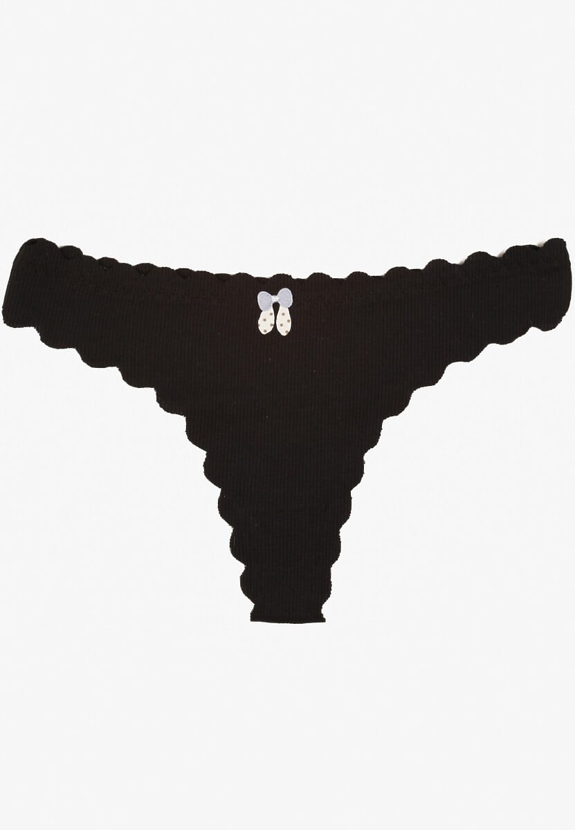 Czarne Prążkowane Majtki Stringi z Bawełny Ilweda 1