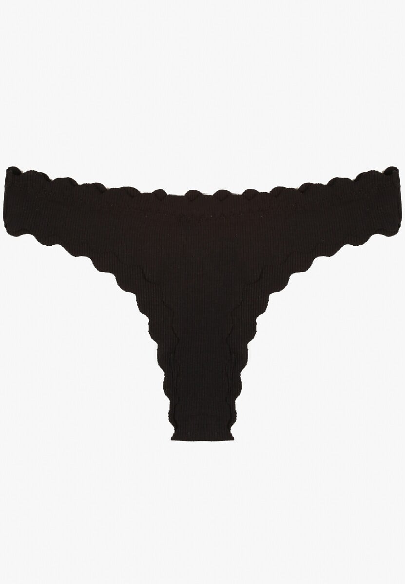 Czarne Prążkowane Majtki Stringi z Bawełny Ilweda 2