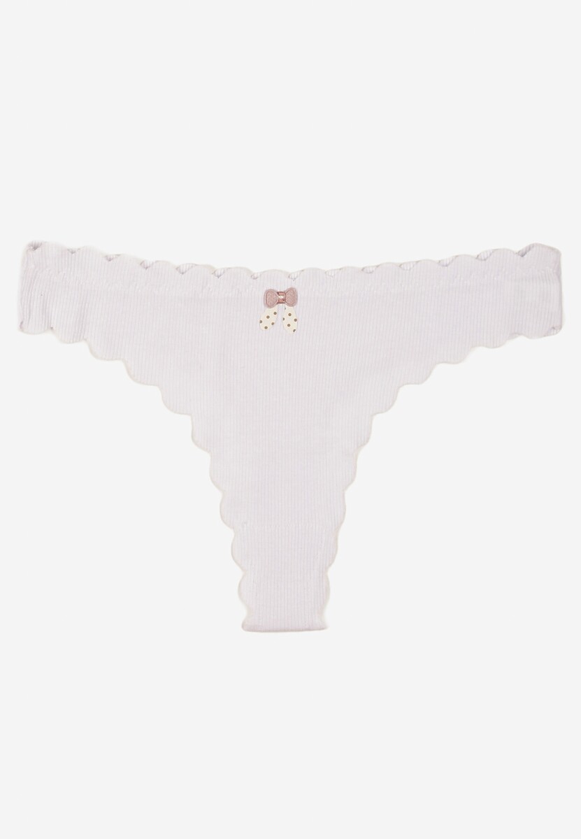 Białe Prążkowane Majtki Stringi z Bawełny Ilweda 1