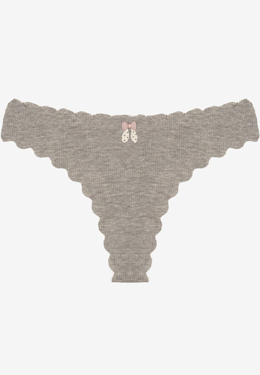 Szare Prążkowane Majtki Stringi z Bawełny Ilweda 1