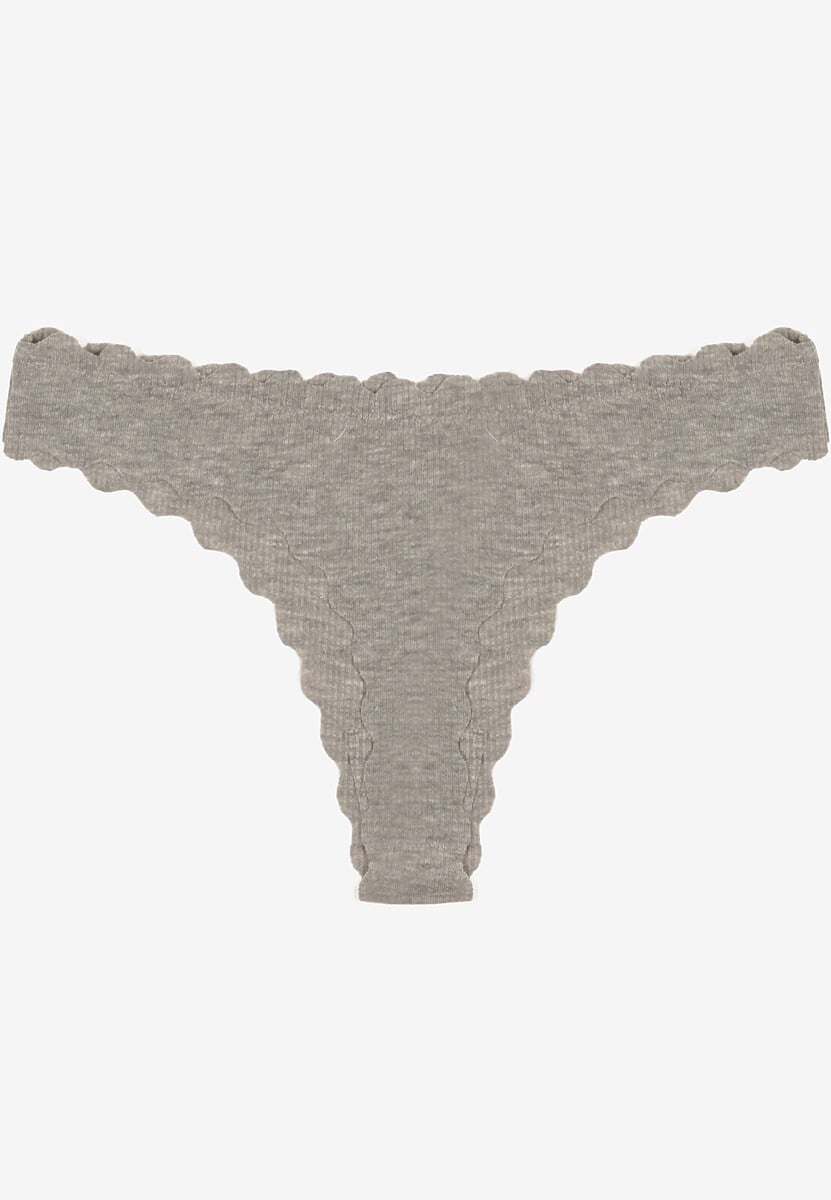 Szare Prążkowane Majtki Stringi z Bawełny Ilweda 2
