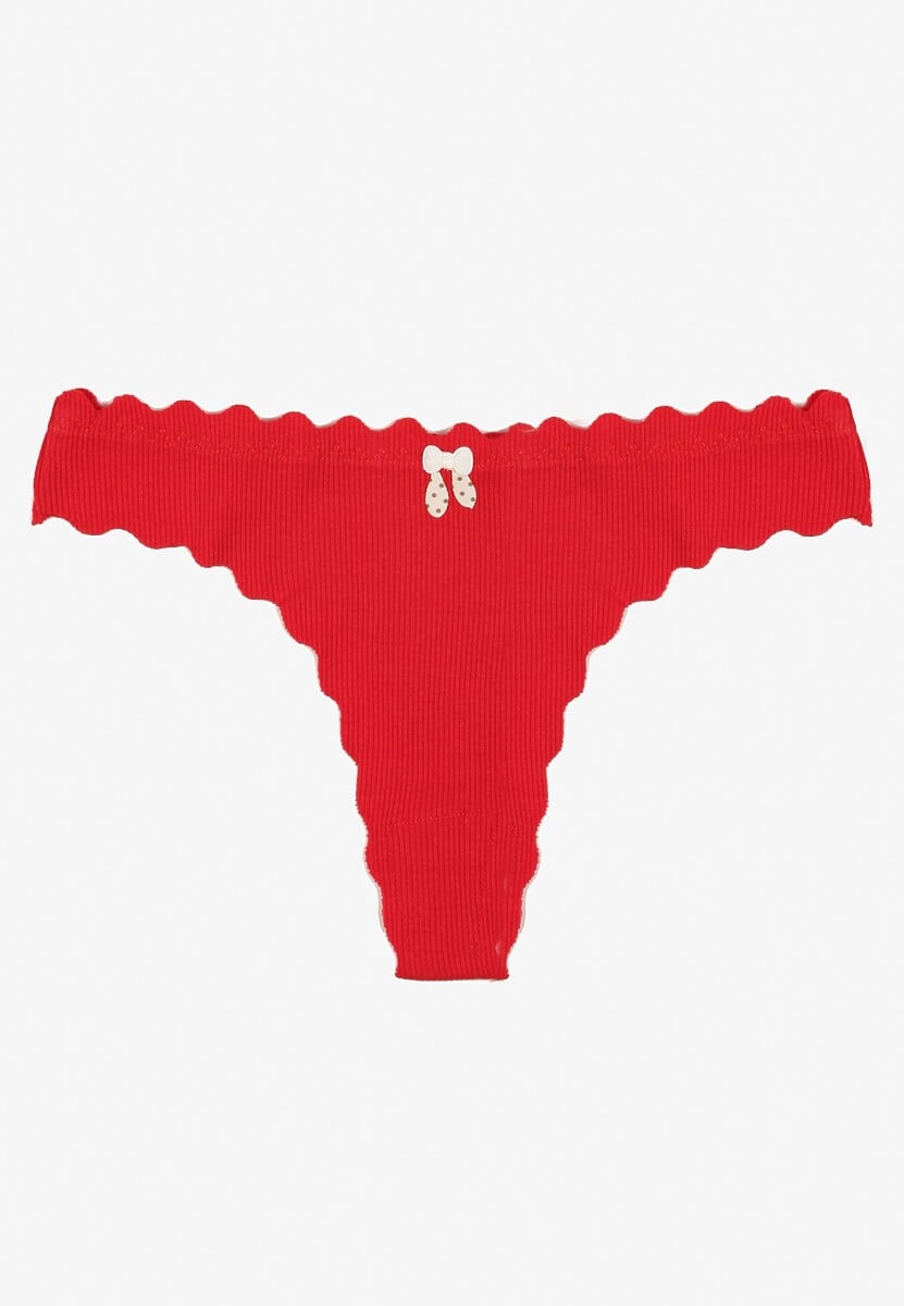 Czerwone Prążkowane Majtki Stringi z Bawełny Ilweda 1