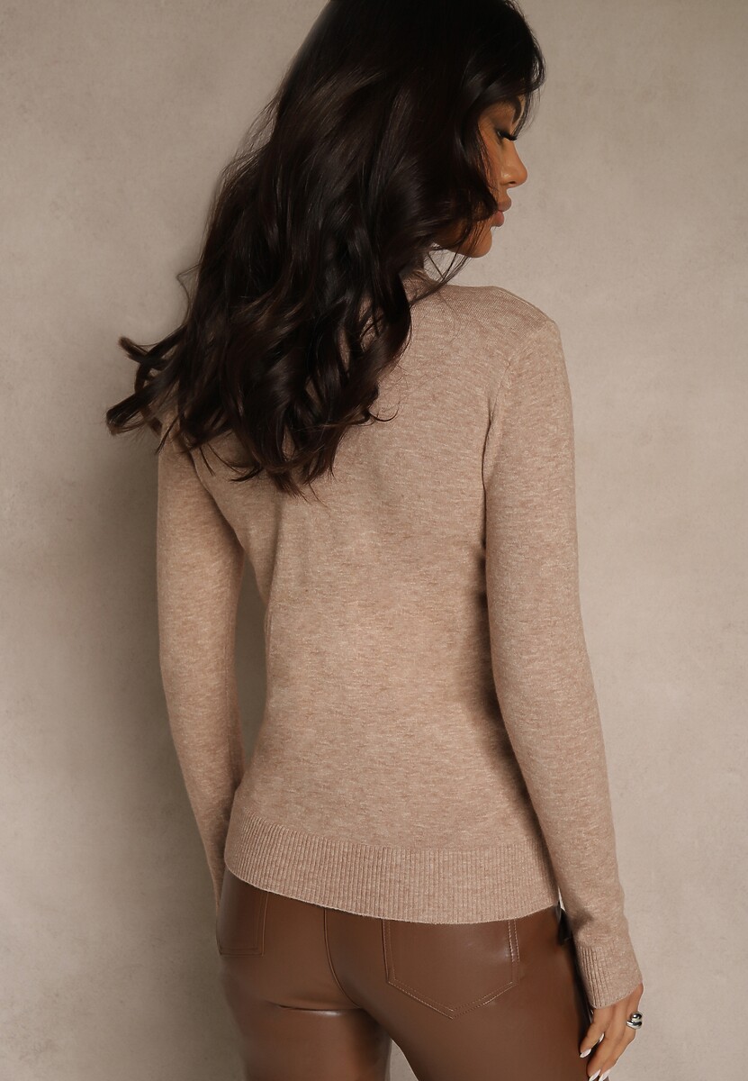 Beżowy Golf z Bawełną w Klasycznym Stylu Reiredia 3