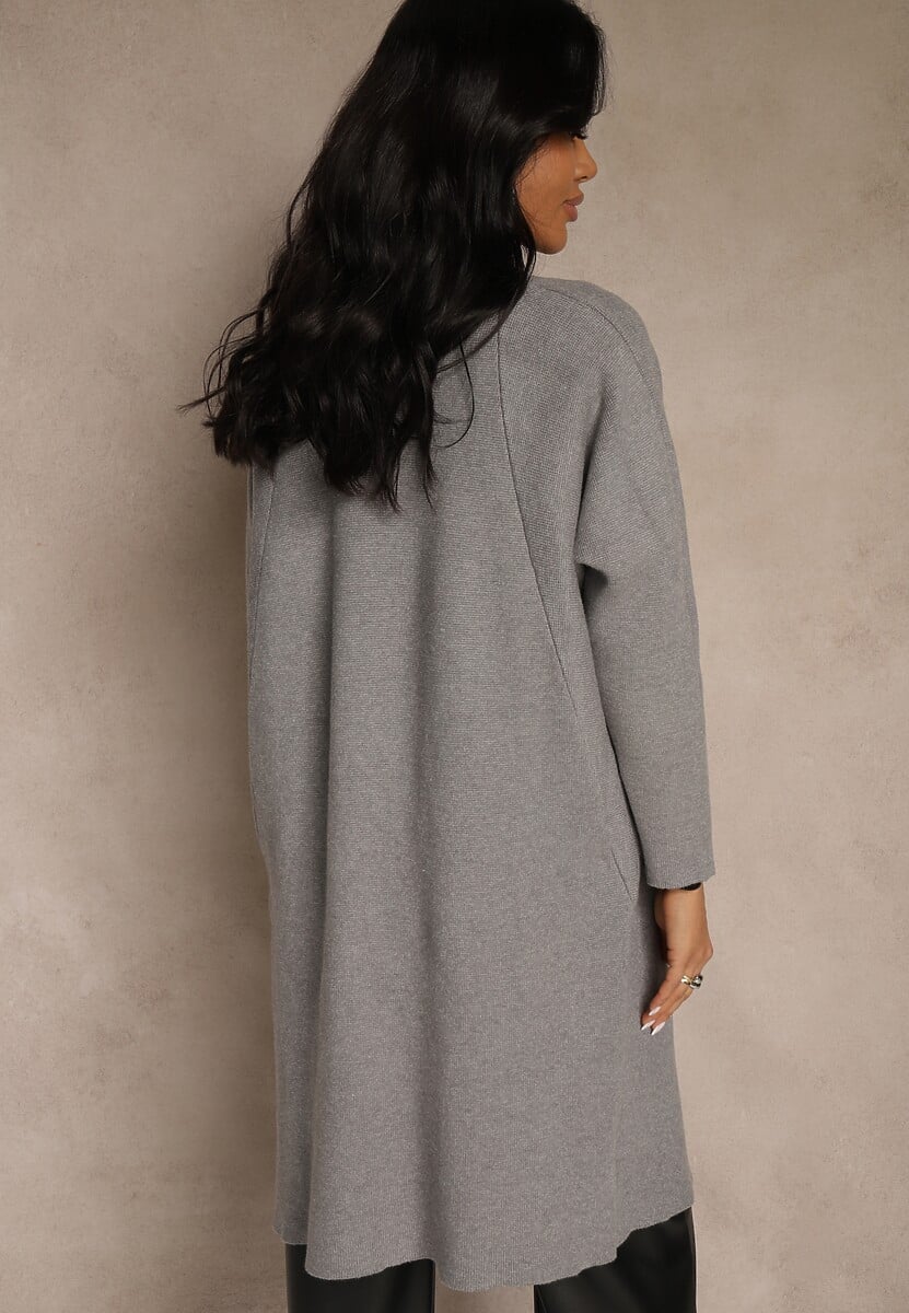 Szary Niezapinany Casualowy Kardigan Felltusa 3