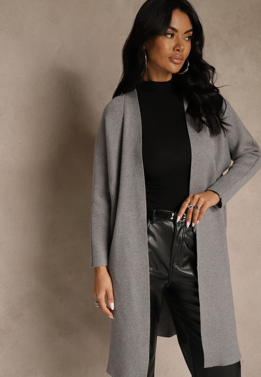 Szary Niezapinany Casualowy Kardigan Felltusa 1