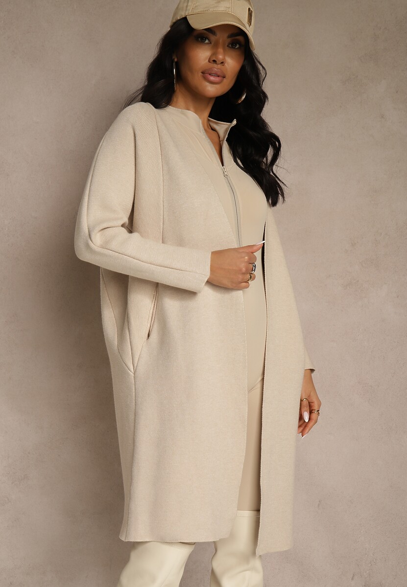 Beżowy Niezapinany Casualowy Kardigan Felltusa 1