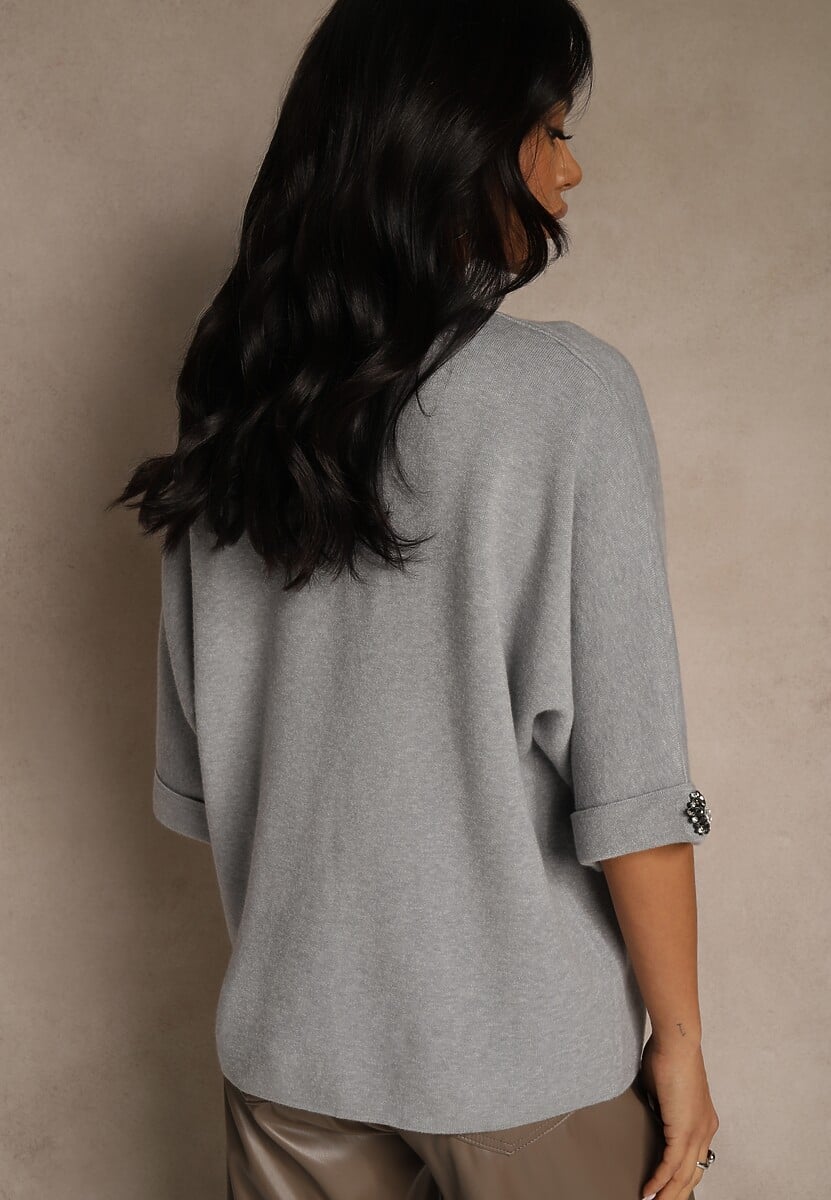 Szary Sweter z Cyrkoniami przy Rękawach Corentusa 3