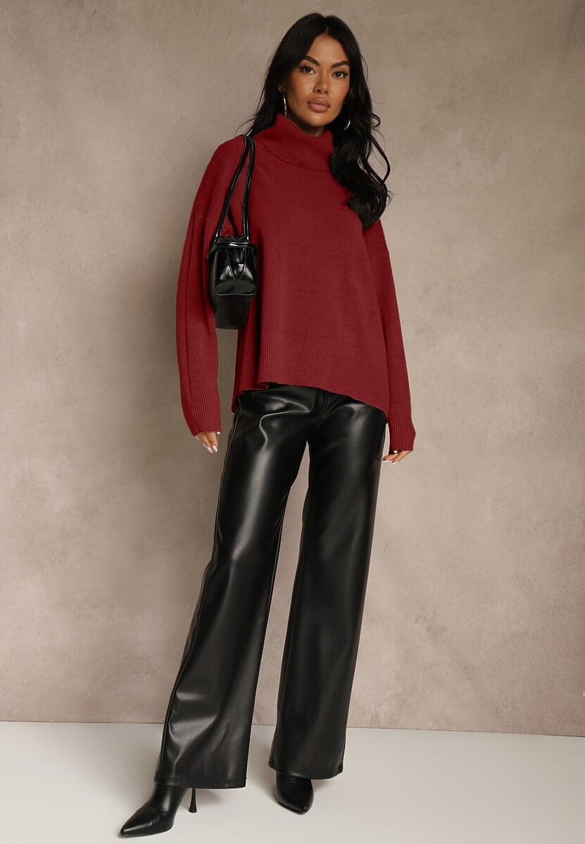 Bordowy Casualowy Golf Tusara 2