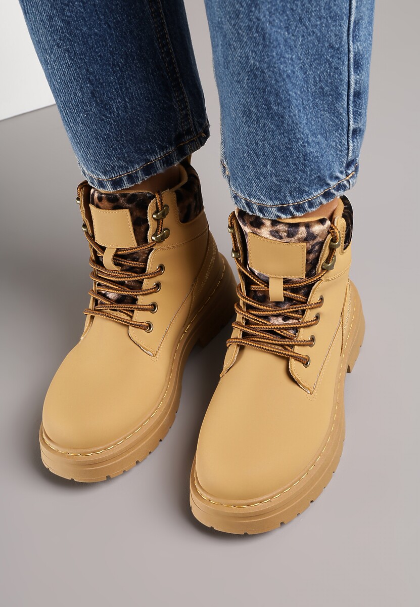 Brązowe Trapery ze Wstawkami we Wzór Vetiara 3