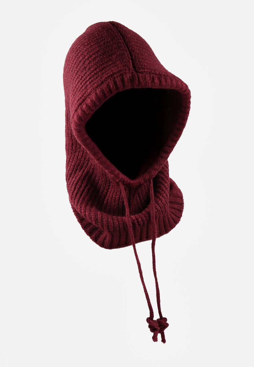 Bordowa Czapka Balaclava z Wełną i Ściągaczami Linobra 1