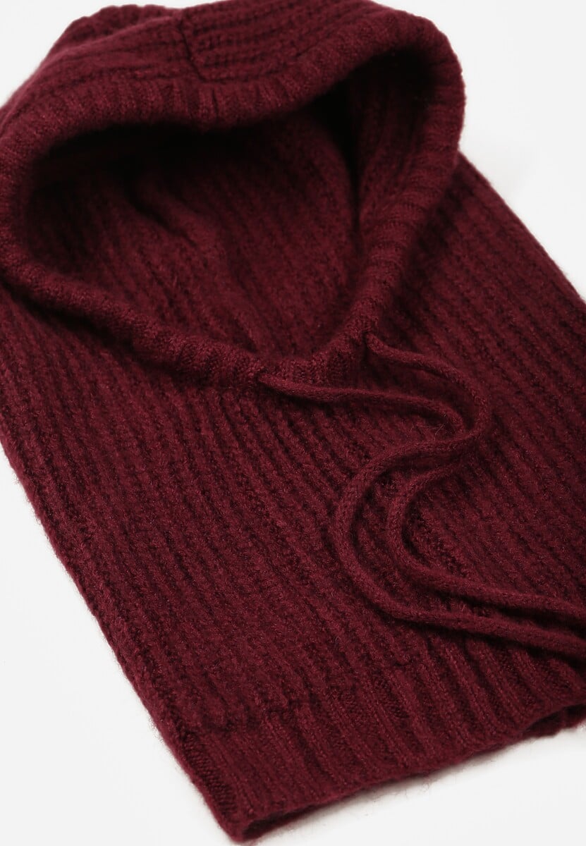 Bordowa Czapka Balaclava z Wełną i Ściągaczami Linobra 3