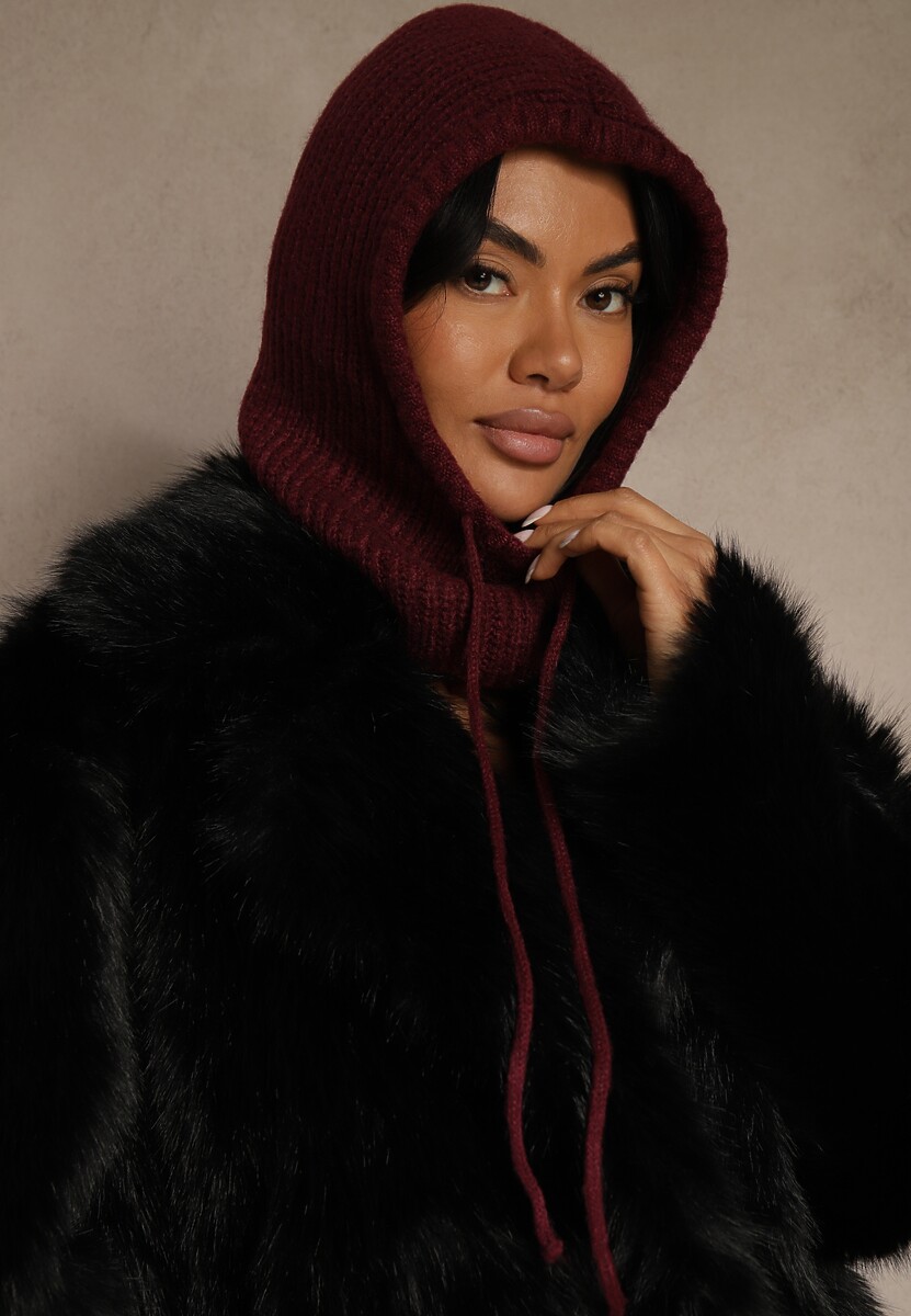 Bordowa Czapka Balaclava z Wełną i Ściągaczami Linobra 1