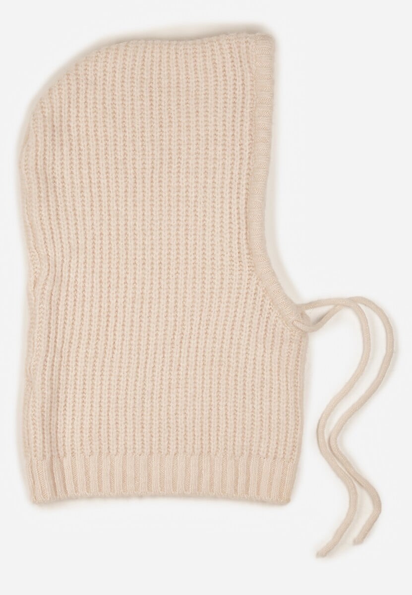 Beżowy Czapka Balaclava z Wełną i Ściągaczami Linobra 2