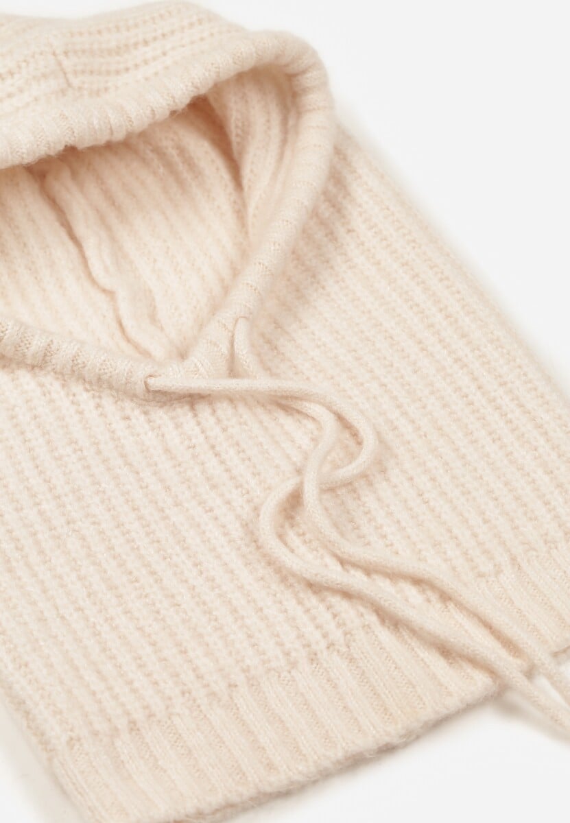 Beżowy Czapka Balaclava z Wełną i Ściągaczami Linobra 3