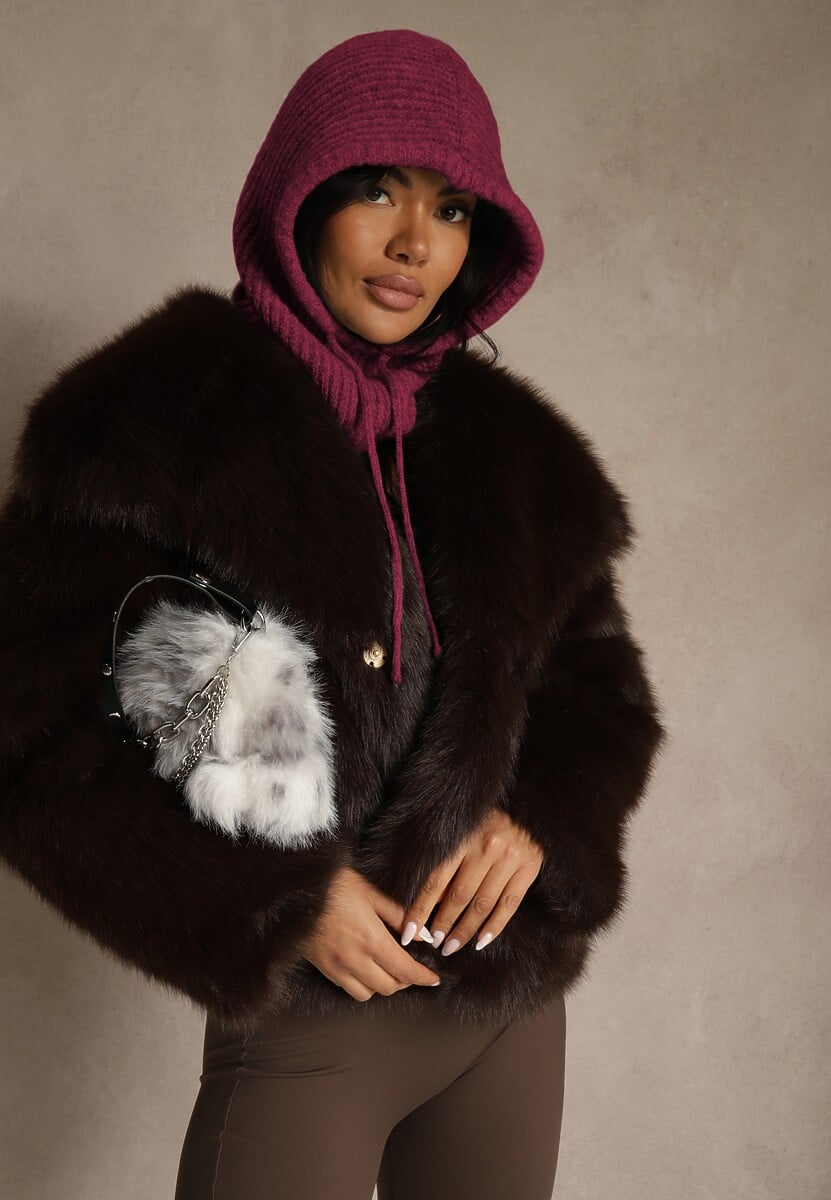 Ciemnofioletowa Czapka Balaclava z Wełną i Ściągaczami Linobra 2