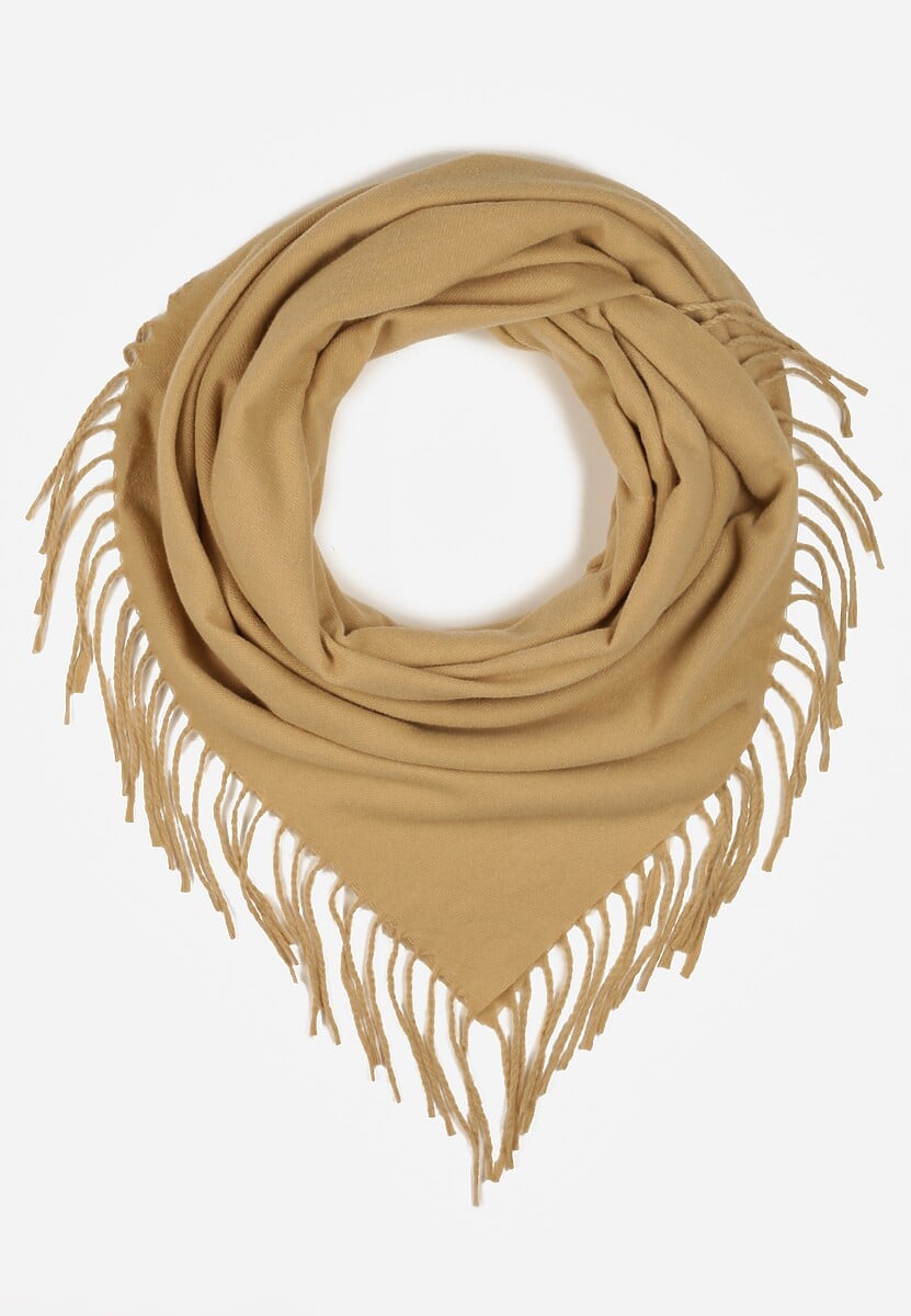 Beżowy Szalik w Kształcie Trójkąta z Frędzlami Vetifare 1