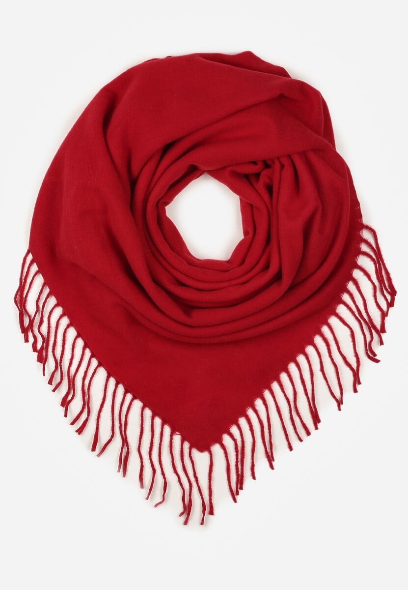 Czerwony Klasyczny Szalik Zakończony Frędzlami Vetiele 1