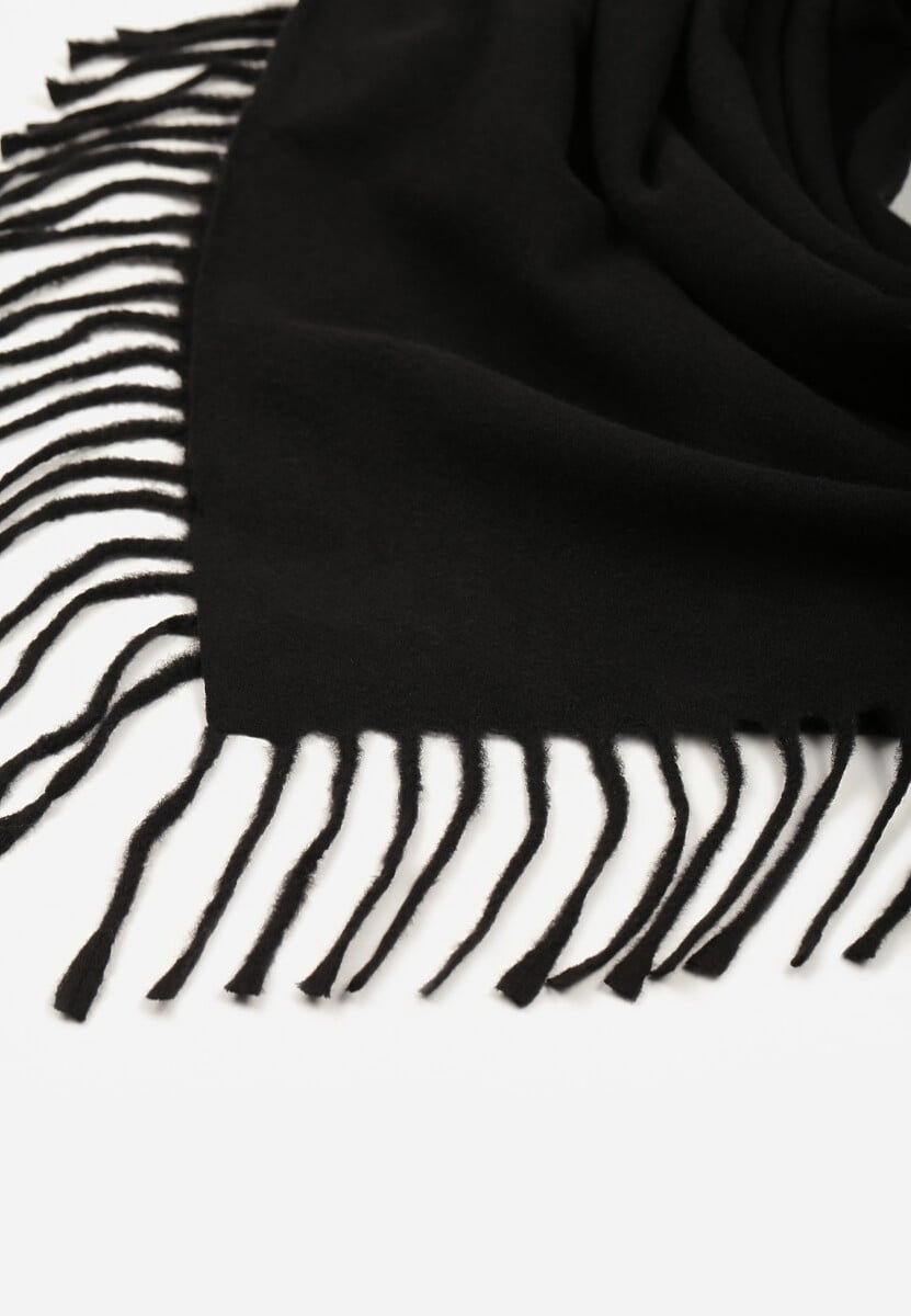 Czarny Klasyczny Szalik Zakończony Frędzlami Vetiele 2