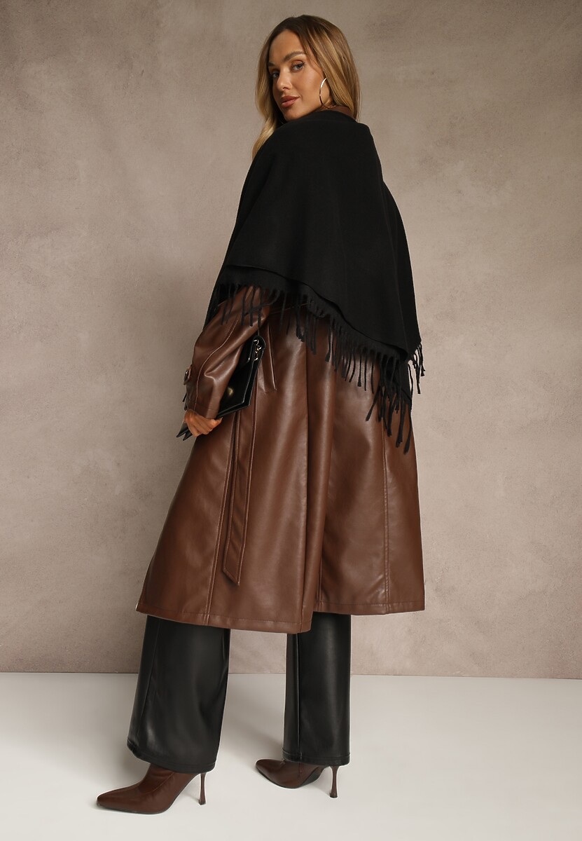 Czarny Klasyczny Szalik Zakończony Frędzlami Vetiele 2