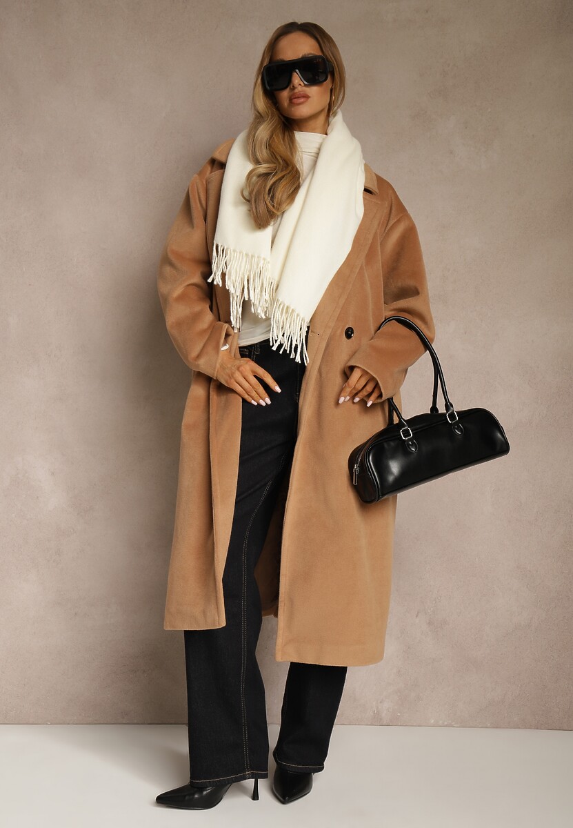 Jasnobeżowy Klasyczny Szalik Zakończony Frędzlami Vetiele 2