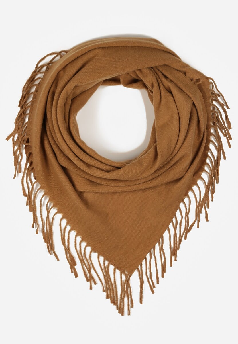 Jasnobrązowy Szalik w Kształcie Trójkąta z Frędzlami Vetifare 1