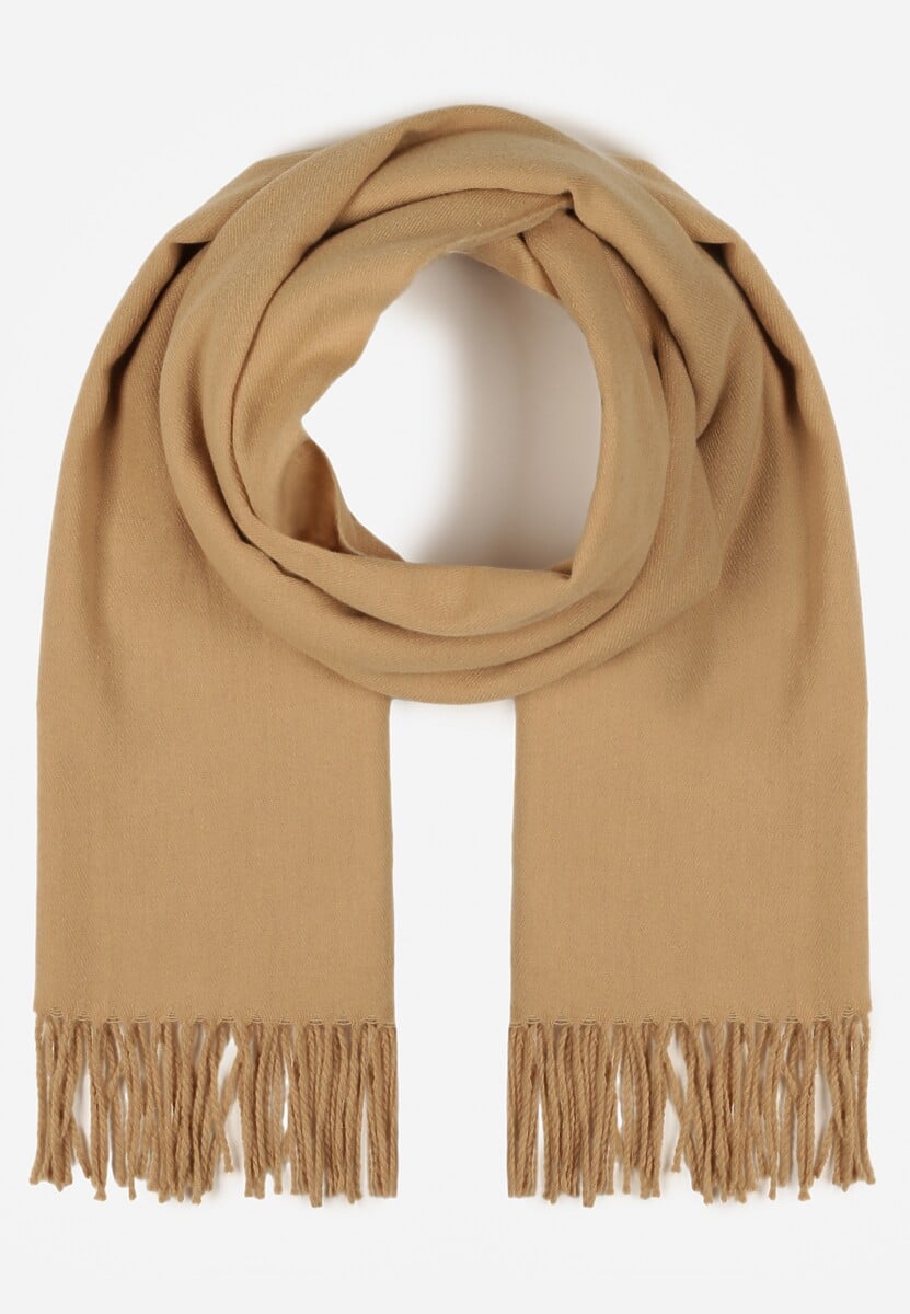 Ciemnobeżowy Szalik w Kształcie Trójkąta z Frędzlami Vetifare 1