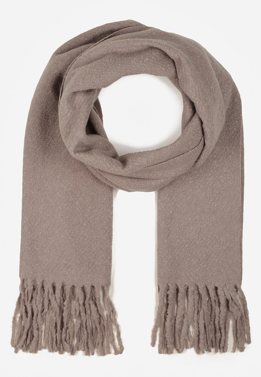 Szary Gładki Szalik z Frędzlami Vetimare 1