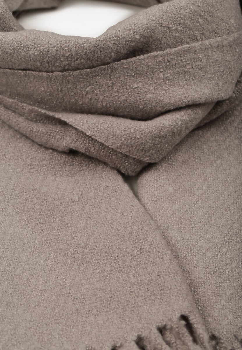 Szary Gładki Szalik z Frędzlami Vetimare 2