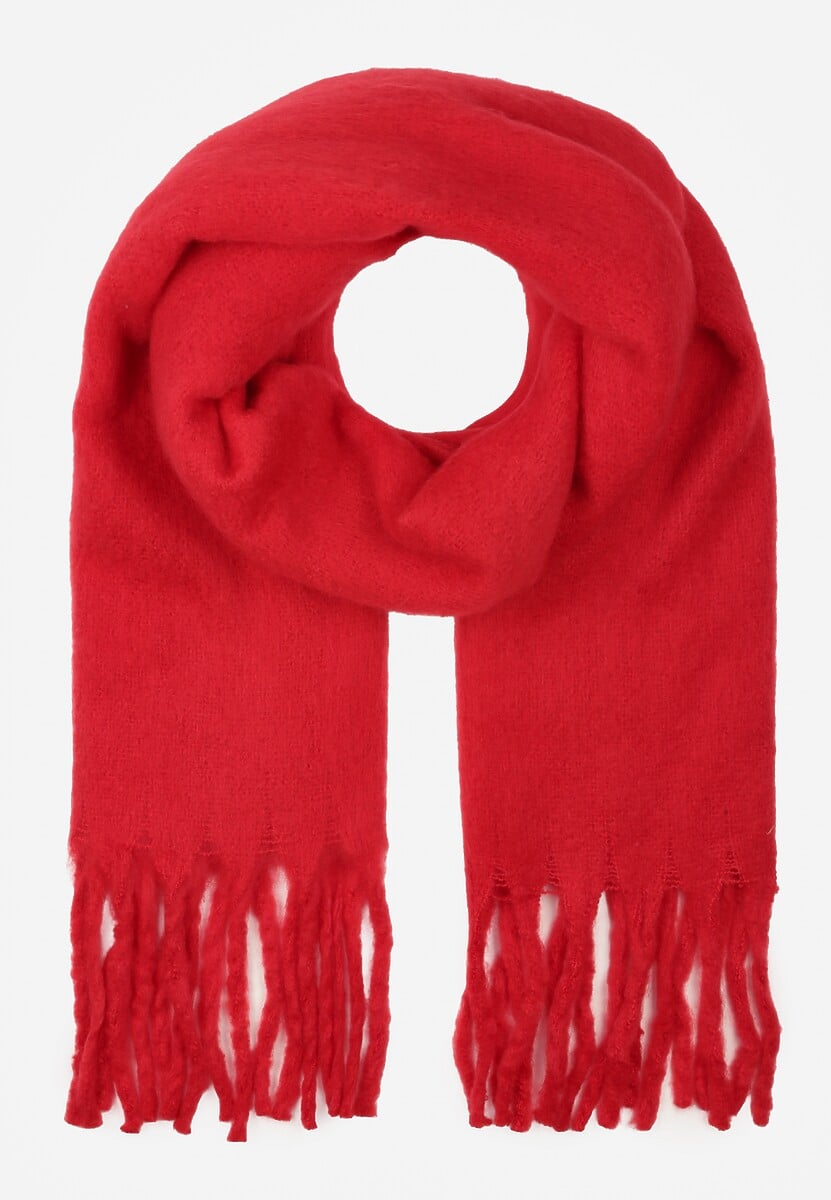 Czerwony Szalik Ozdobiony Frędzlami Owedela 1