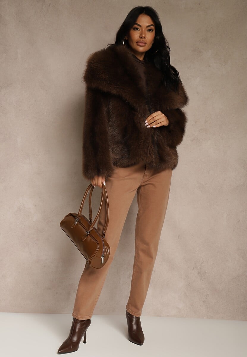 Brązowe Jeansy Mom Fit High Waist Kasena 1