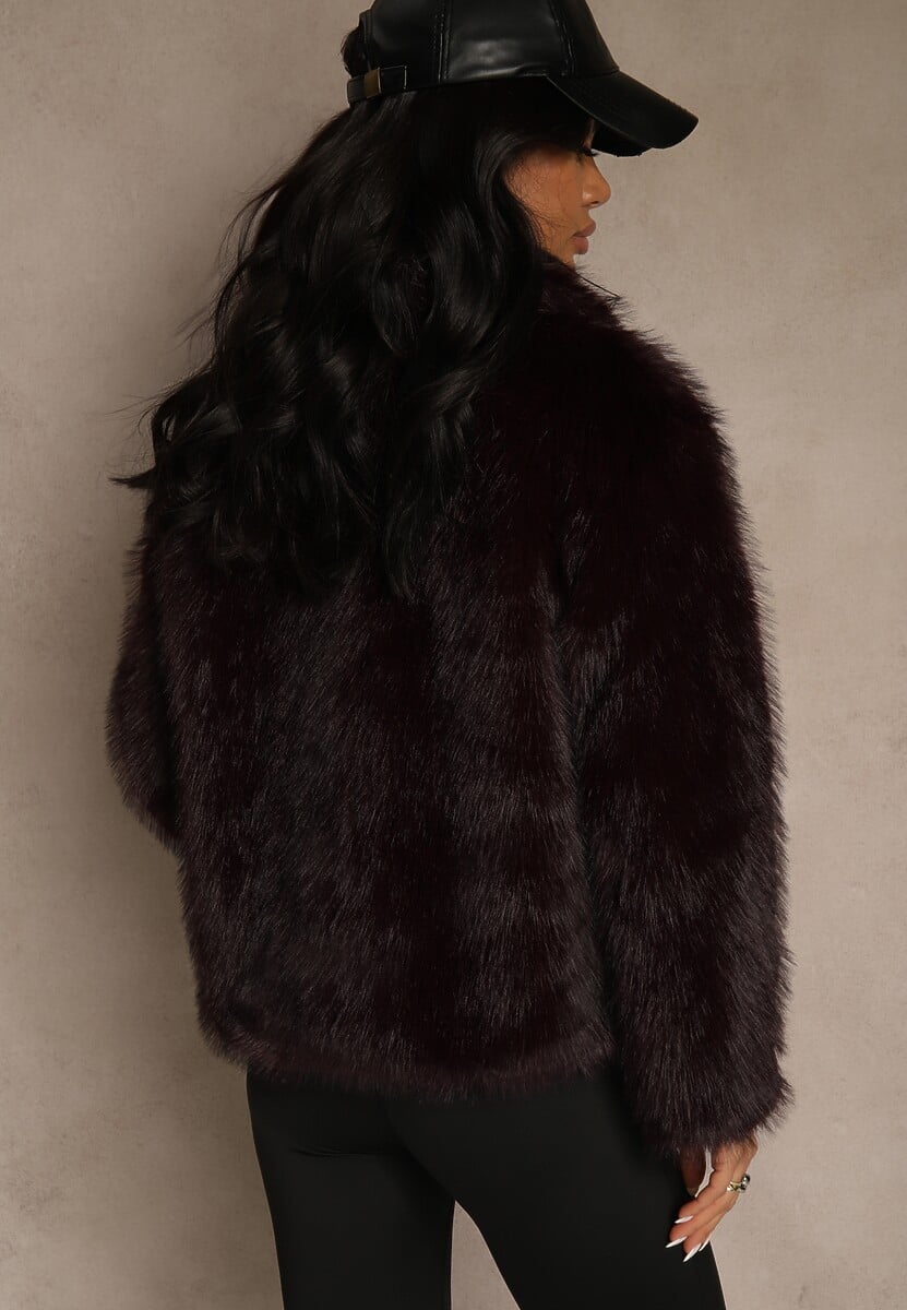 Bordowa Kurtka Futrzana Ozdobiona Kołnierzem Avelire 3