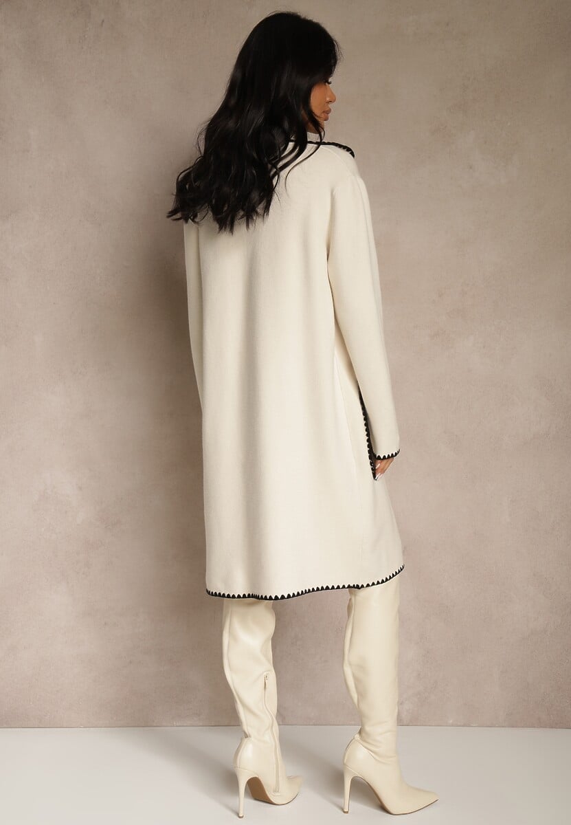 Beżowy Kardigan z Haftowaną Lamówką Tuscele 3