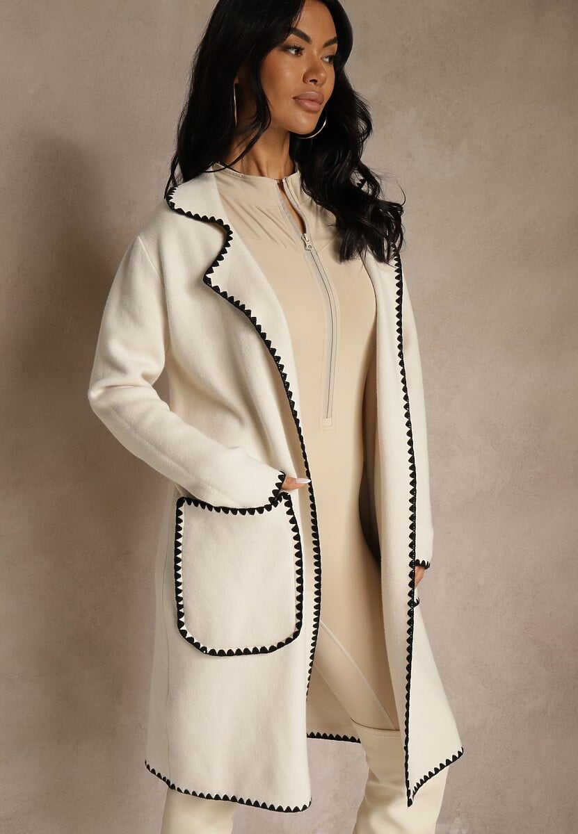 Beżowy Kardigan z Haftowaną Lamówką Tuscele 1