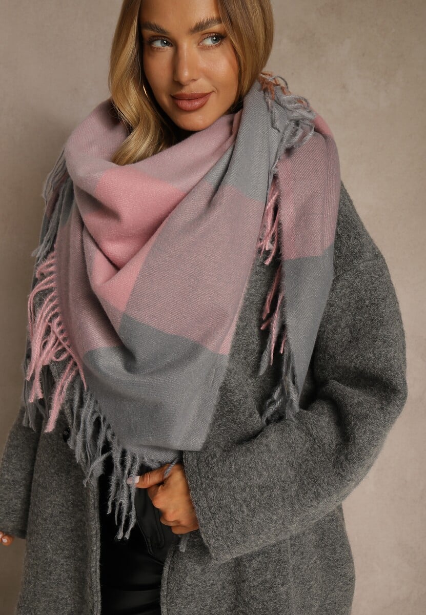 Fular Roz cu bleumarin 1