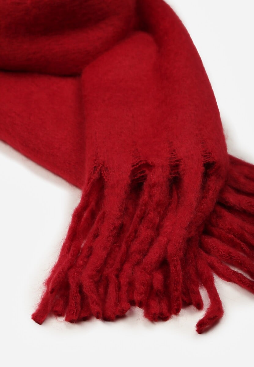 Bordowy Szalik Ozdobiony Frędzlami Esalirea 2