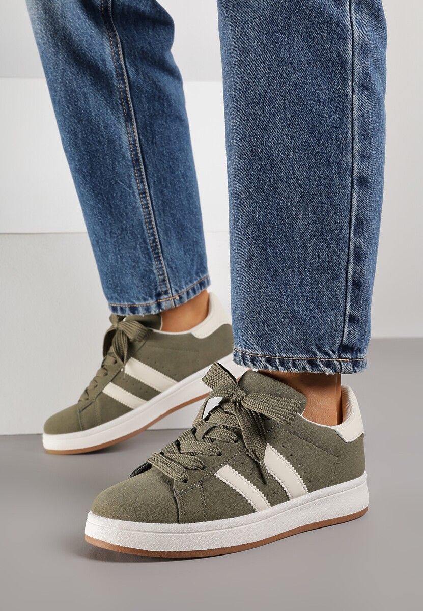 Zielone Sneakersy Ozdobione Paskami Dolirenna 1