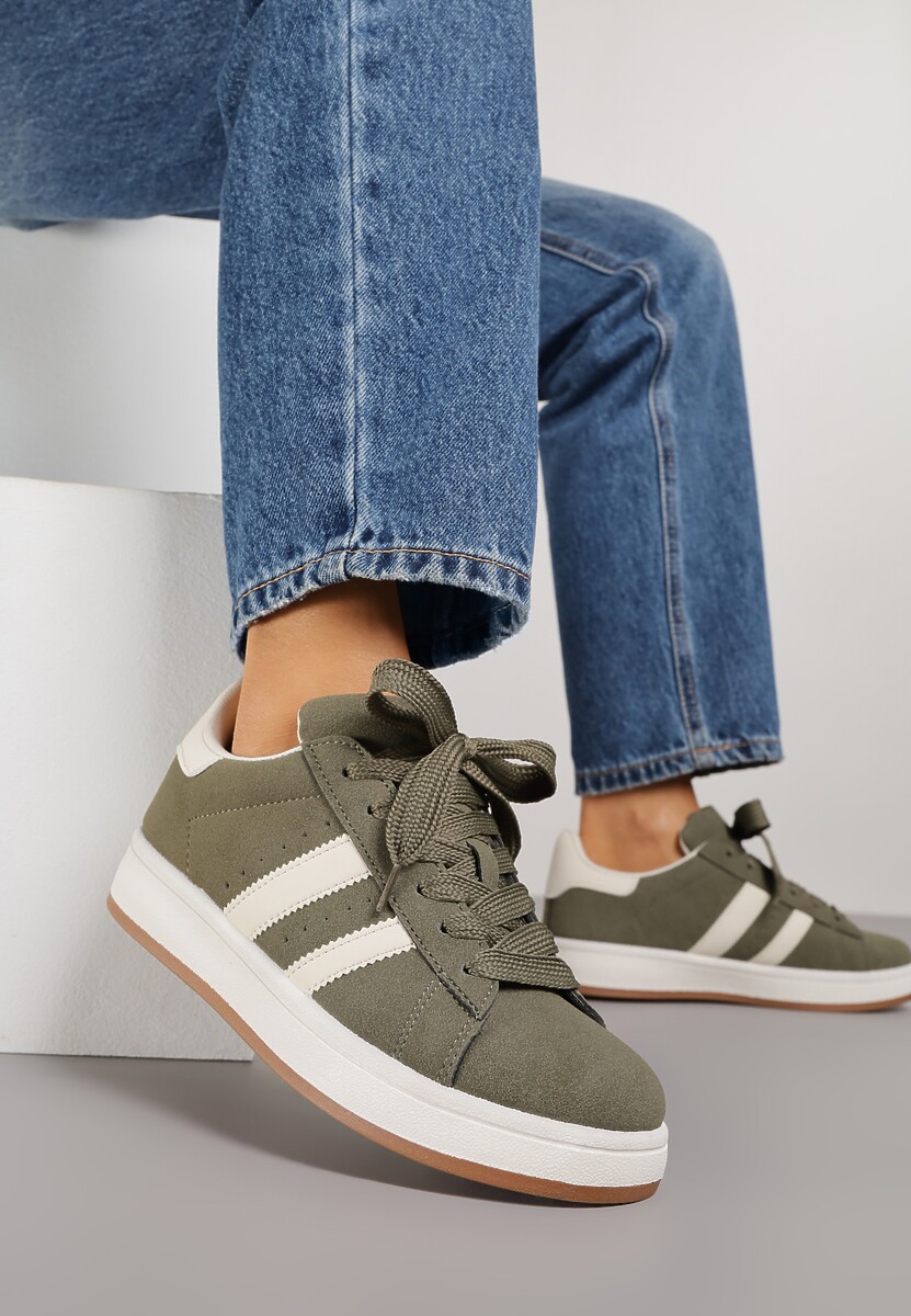 Zielone Sneakersy Ozdobione Paskami Dolirenna 2