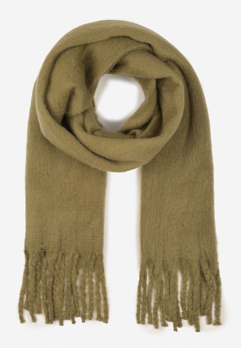 Ciemnobeżowy Szalik Ozdobiony Frędzlami Esalirea 1