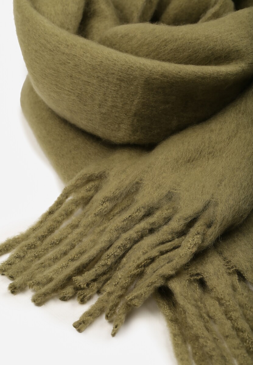 Ciemnobeżowy Szalik Ozdobiony Frędzlami Esalirea 2