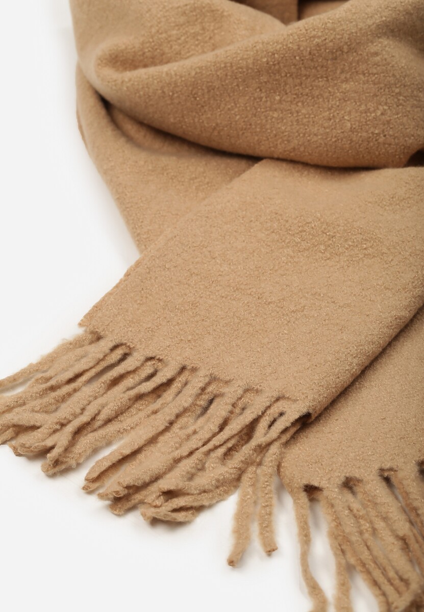 Brązowy Gładki Szalik z Frędzlami Vetimare 2