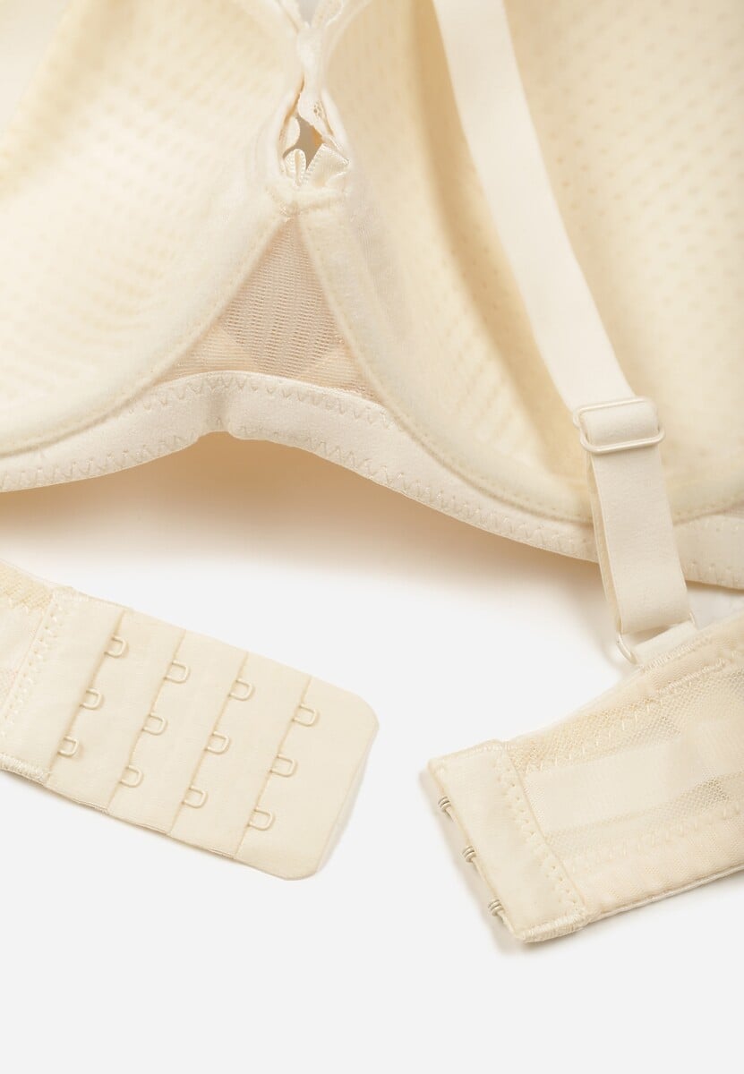 Jasnobeżowy Biustonosz Ozdobiony Koronką i Kokardkami Sellene 2