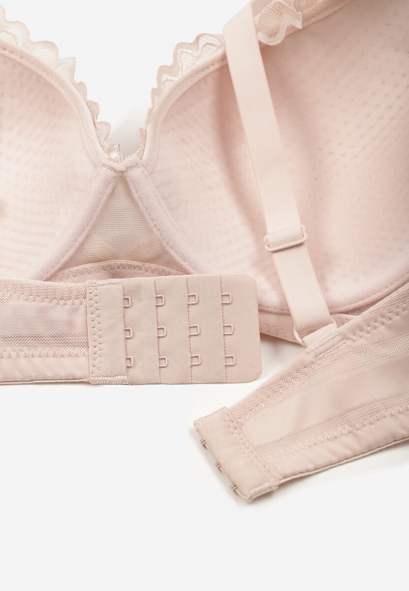 Jasnoróżowy Biustonosz Ozdobiony Koronką i Kokardkami Sellene 2